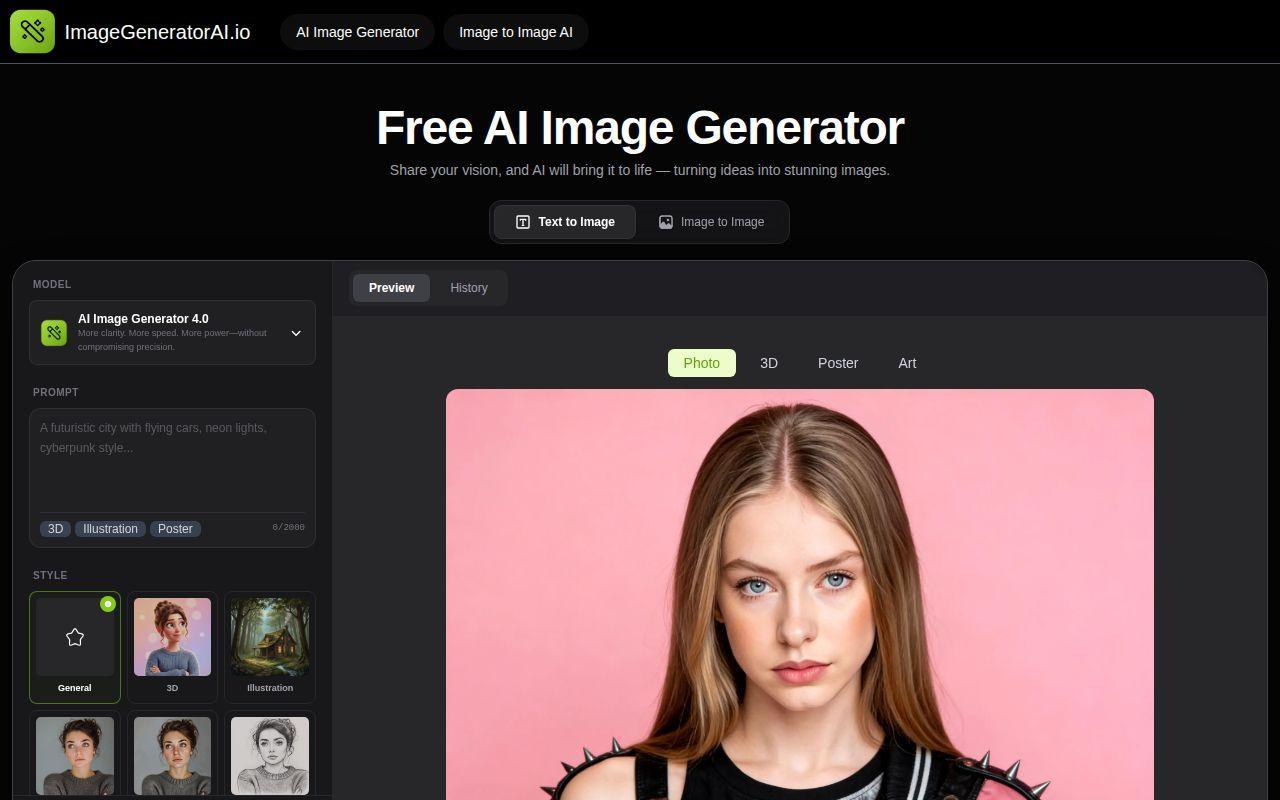 ImageGeneratorAI.io screenshot